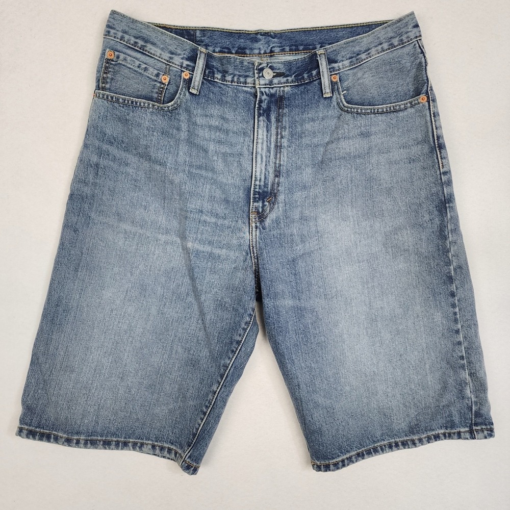 Levi's 569 Loose Straight Shorts Mens 36 Blue Light Wash Denim Cotton High Rise